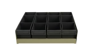 BIN TRAY KIT 420L X 400D X 100H X LIP X 35H & 4 X GREY PARTS BOX 100/100/400 #IH-017