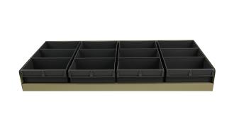 BIN TRAY  KIT 830MM x 400D & 4 X  GREY PARTS BOX 200/100/400