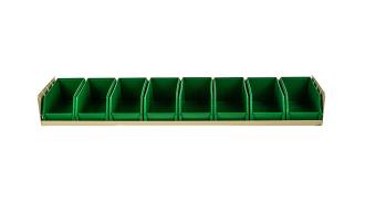 BIN TRAY 830L X 182D & 8 X F10G GREEN BINS